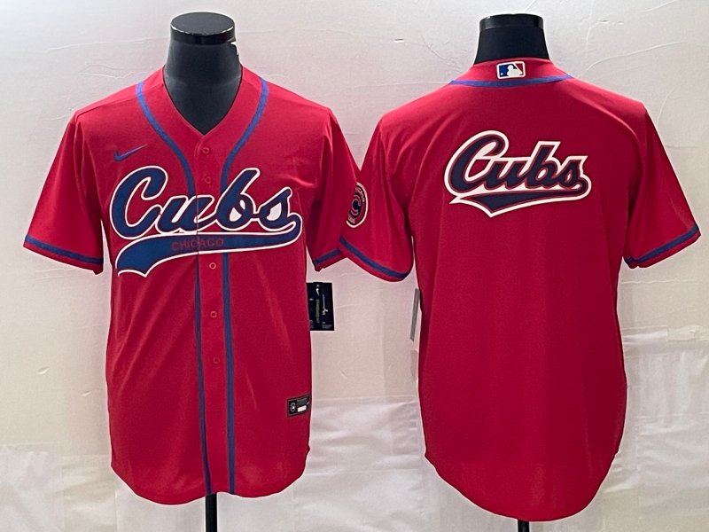 Men's Chicago Cubs Red Team Big Logo Cool Base Stitched Jersey Men's Chicago Cubs Red Team Big Logo Cool Base Stitched Jersey